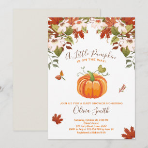 Invitación a la ducha de bebé de calabaza otoño ot