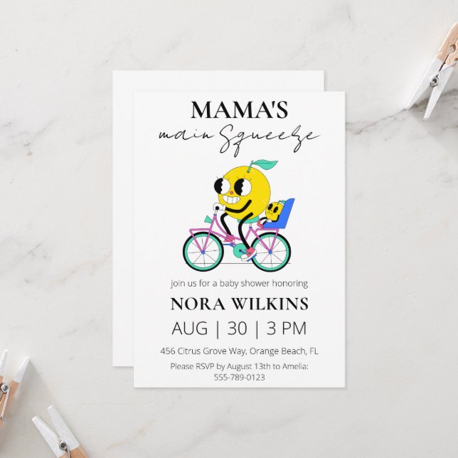 Invitación a la ducha de bebé de circo de mi mamá (Anverso/Reverso In Situ)