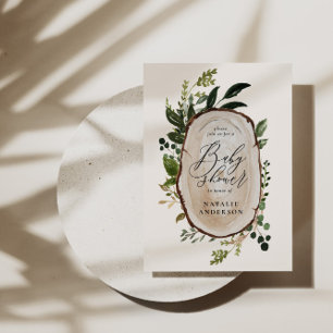 Invitación a la ducha de bebé de corte rústico de 