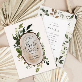 Invitación a la ducha de bebé de corte rústico de 