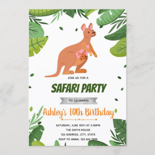 Invitación a la ducha de bebé de cumpleaños cangur