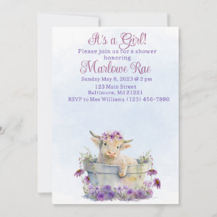 Invitación a la ducha de bebé de Cuple Purple High