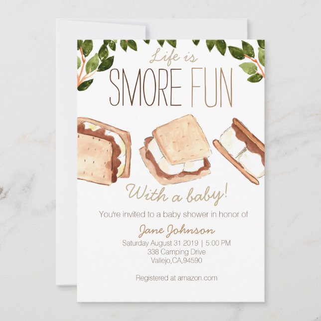 Invitación a la ducha de bebé de Cute smores (Anverso)