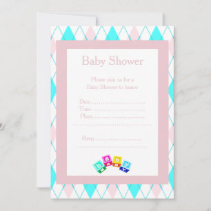 Invitación a la ducha de bebé de Diamond Blocks