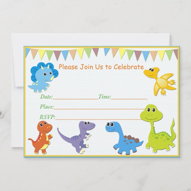 Invitación a la ducha de bebé de Dinosaurios (Anverso)