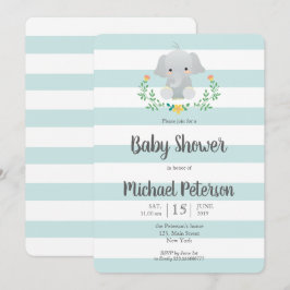 Invitación a la ducha de bebé de elefante lindo