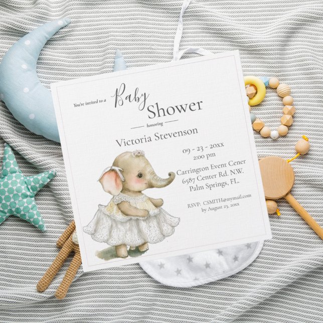 Invitación a la ducha de bebé de elefante lindo (Subido por el creador)