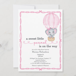 Invitación a la ducha de bebé de Elefante Rosa