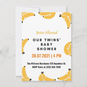 Invitación a la ducha de bebé de gemelos bananeros