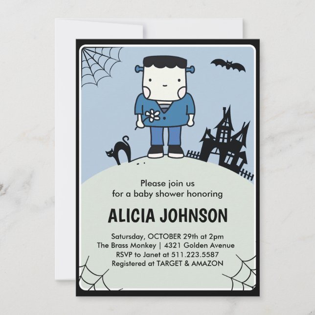 Invitación a la ducha de bebé de Halloween Octubre (Anverso)