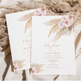 Invitación a la ducha de bebé de hierba de Boho pa