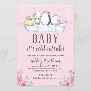 invitación a la ducha de bebé de invierno, ártico 