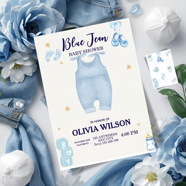 Invitación a la ducha de bebé de jean azul (Subido por el creador)