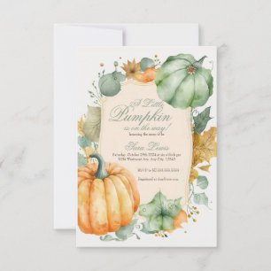 Invitación a la ducha de bebé de la calabaza verde