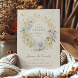 invitación a la ducha de bebé de la flor botánica