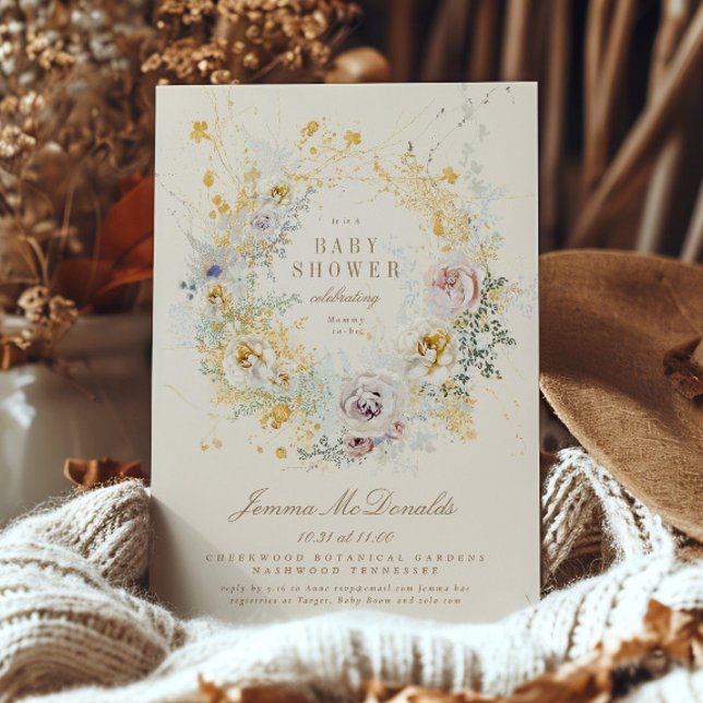 invitación a la ducha de bebé de la flor botánica  (Subido por el creador)