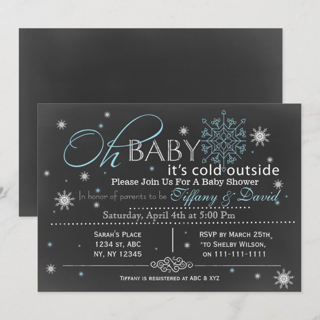 Invitación a la ducha de bebé de la pareja azul de (Anverso / Reverso)