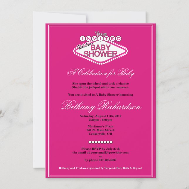 Invitación a la ducha de bebé de Las Vegas (Anverso)