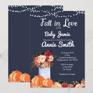 Invitación a la ducha de bebé de Navy Blue Pumpkin