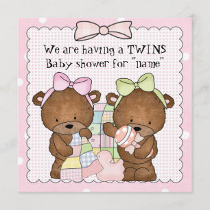 Invitación a la ducha de bebé de niñas gemelas