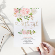 Invitación a la ducha de bebé de oro de Rubor