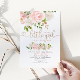 Invitación a la ducha de bebé de oro de Rubor