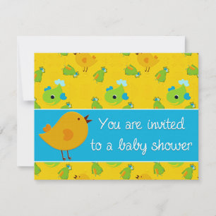 invitación a la ducha de bebé de pájaro amarillo
