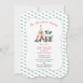 Invitación a la ducha de bebé de pandas tribales