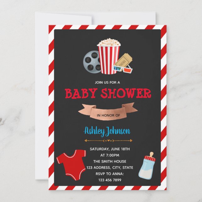 Invitación a la ducha de bebé de películas (Anverso)