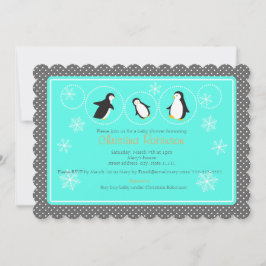 invitación a la ducha de bebé de pingüino lindo