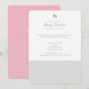 Invitación a la ducha de bebé de Polka dot