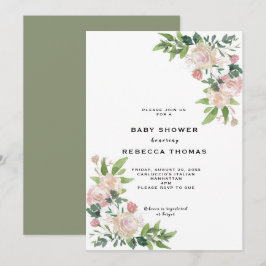invitación a la ducha de bebé de rosas rosas rosas