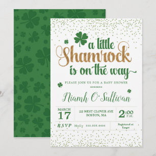 Invitación a la ducha de bebé de Shamrock