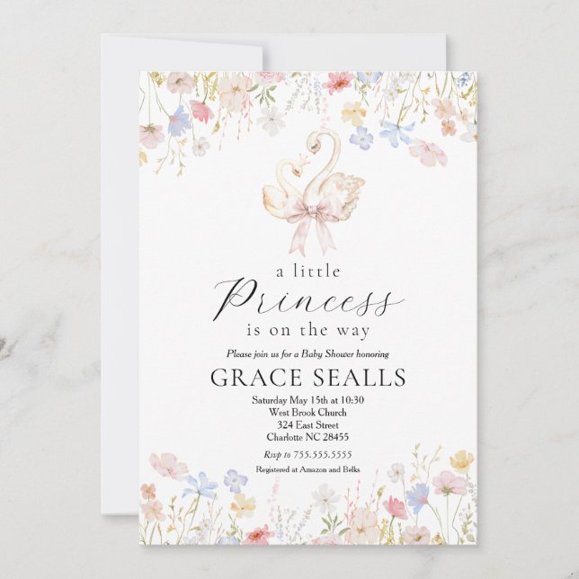 Invitación a la ducha de bebé de Swan (Anverso)