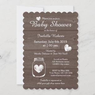 Invitación a la ducha de bebé de tarro de albañil 
