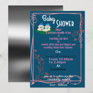 Invitación a la ducha de bebé de Twin