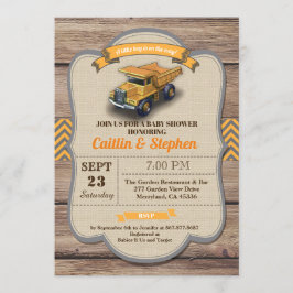 Invitación a la ducha de bebé de un camión volcado