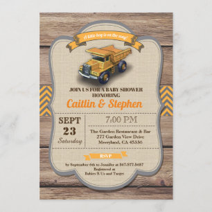 Invitación a la ducha de bebé de un camión volcado