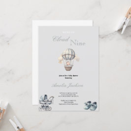 invitación a la ducha de bebé de un niño gris simp