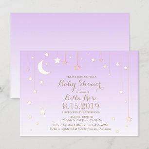Invitación a la ducha de bebé de una estrella viol