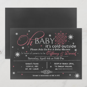 Invitación a la ducha de bebé de una pareja rosa d