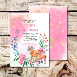 Invitación a la ducha de bebé de Unicornios y mari