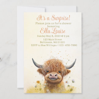 Invitación a la ducha de bebé de vaca de Highland