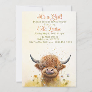 Invitación a la ducha de bebé de vaca florida High