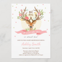 Invitación a la ducha de bebé de venado Woodland A