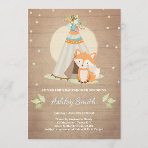 Invitación a la ducha de bebé de Woodland Fox Teep