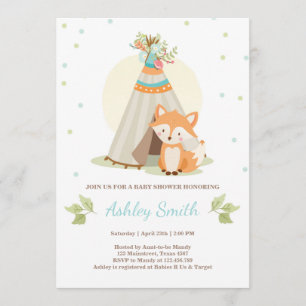 Invitación a la ducha de bebé de Woodland Fox Teep