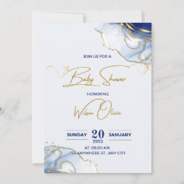 invitación a la ducha de bebé dorada bleu