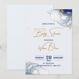 invitación a la ducha de bebé dorada bleu
