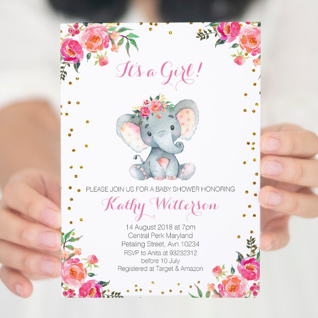Invitación a la ducha de bebé elefante (Subido por el creador)